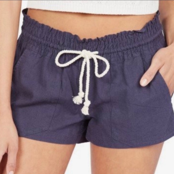 Roxy Pants - Roxy Oceanside Navy Blue Surf Beach Pull On Drawstring Waist Shorts Size Medium
